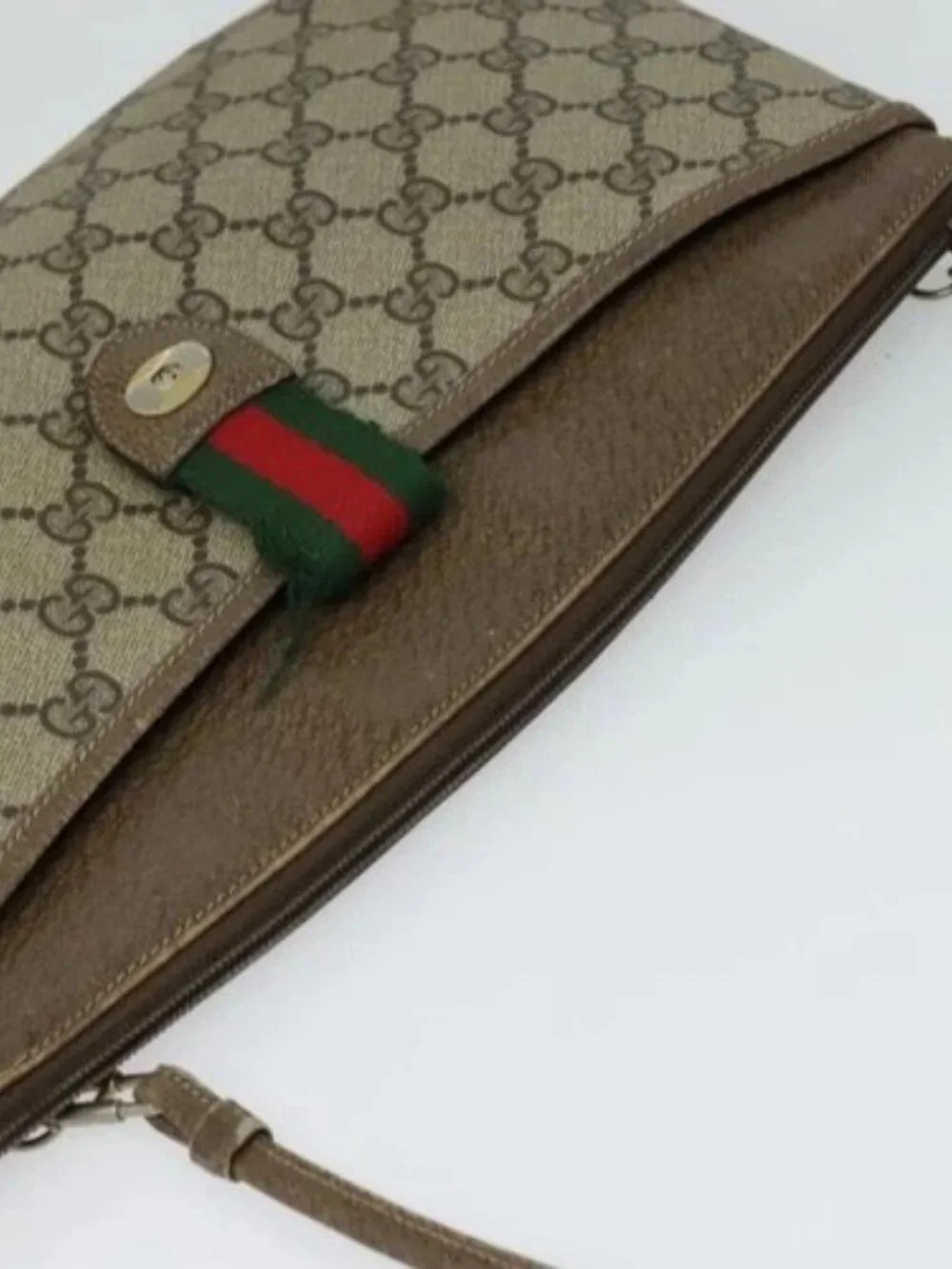 GUCCI GG Supreme Web Sherry Line Bag PVC Beige Gold 904 02 026 Auth ki5611 - Picture 6 of 16